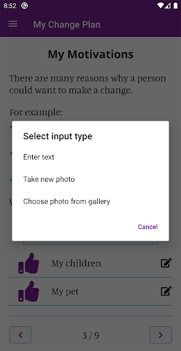 My Change Plan (MCP) Screen 3