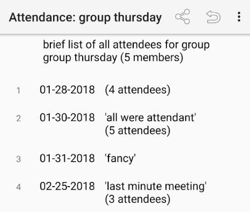 Attendance screenshot 2