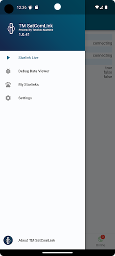 Android application TM SatComLink screenshort