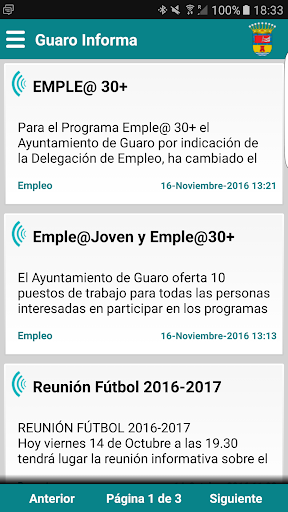Android application Guaro Informa screenshort
