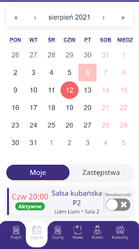 Dance School App Screen 2