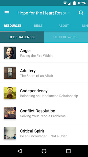 Screenshot of Hope for the Heart Resources