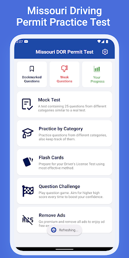 Android application MO DOR Driver's License Test screenshort