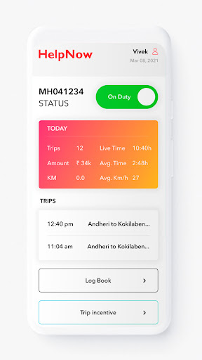 Android application HelpNow : DriverApp screenshort