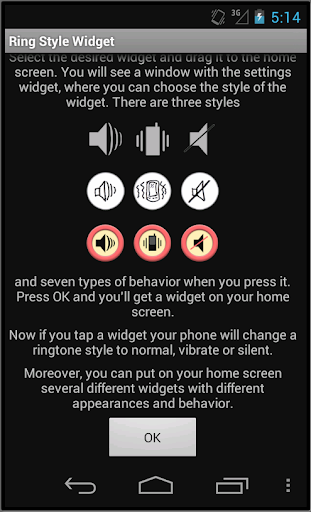 Android application Change ringer mode widget screenshort