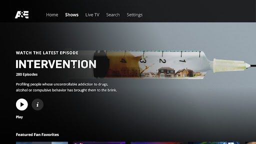 Screenshot of A&E: TV Shows That Matter