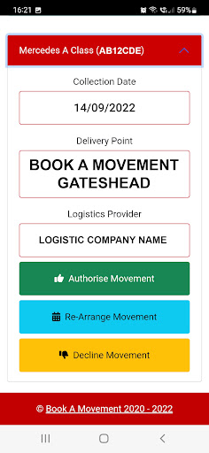 Book a Movement Logistics Screen 3
