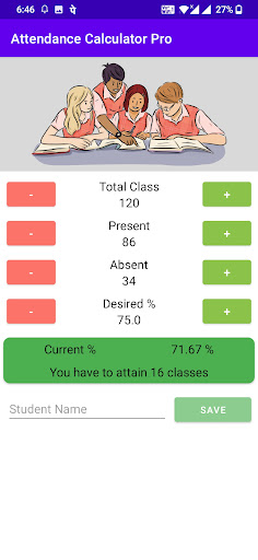 Attendance Calculator Screen 2