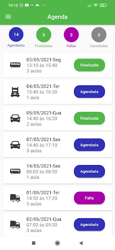 Android application e-condutor aluno screenshort