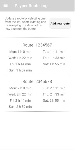 Payper Route Log Screen 3