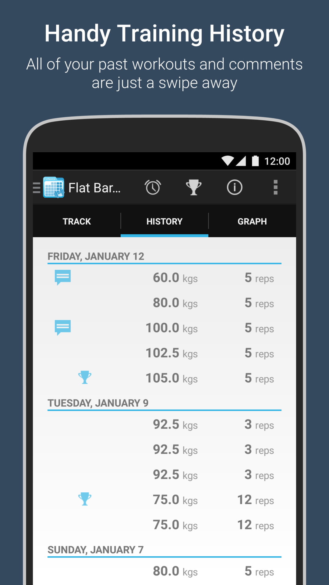Android application FitNotes - Gym Workout Log screenshort