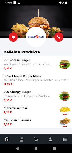 Android application Pizzaman screenshort