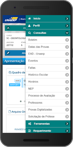 Aluno Online Mobile Screen 3