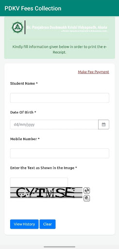 PDKV Fees Collection Screen 2