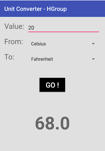 Unit Converter - HGroup Screen 2