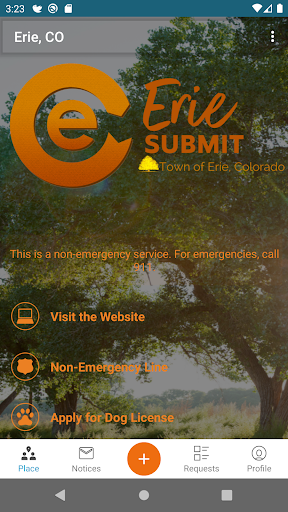Android application ErieSubmit screenshort