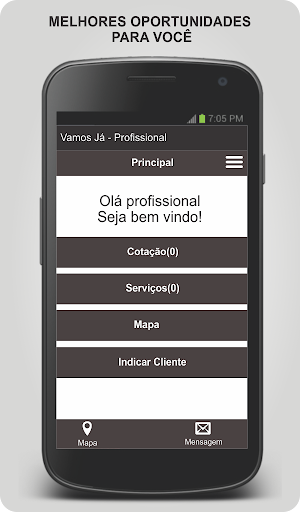 Android application Vamos já - Profissional screenshort