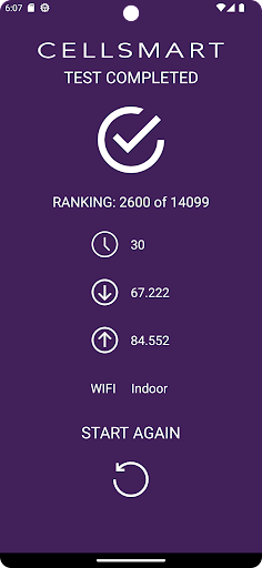 CELLSMART – Network Speed Test Screen 3