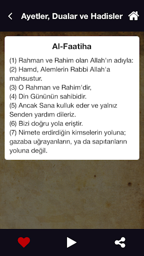 Ayetler, Dualar ve Hadisler