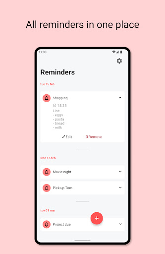 Android application Memento: Time based reminders screenshort