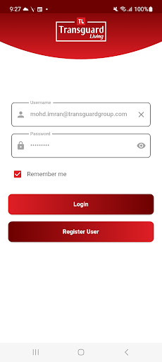 Android application Transguard Living screenshort