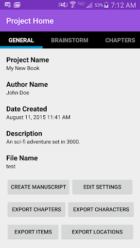 Android application WriteOwl Story Planner screenshort