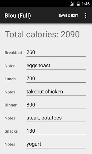 Android application Blou Calorie Counter (Full) screenshort