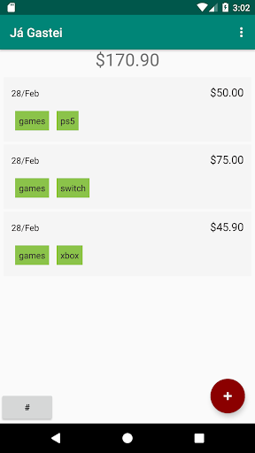 Android application Já Gastei screenshort