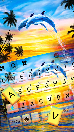 Sunset Dolphins Keyboard Backg Screen 2
