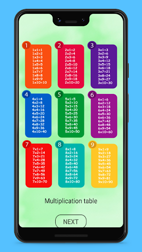 Android application Multiplication table simulator screenshort