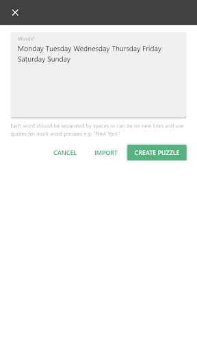 Word Search Maker Screen 2