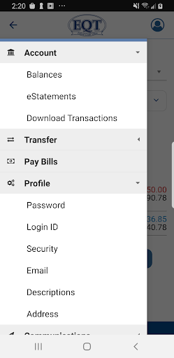 EQT Federal Credit Union Screen 3