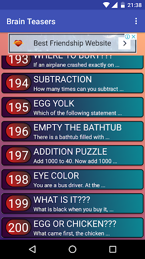 Brain Teasers Screen 2