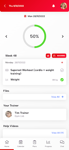 Trainero.com Client App Screen 2