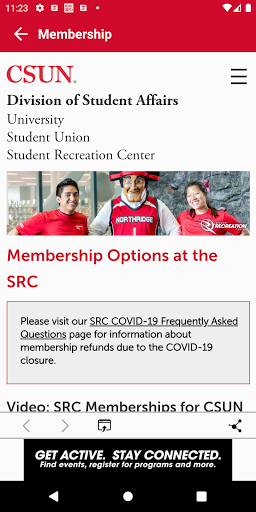 Android application CSUN Student Recreation Center screenshort