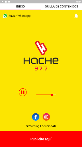 Radio Hache 97.7 MHz. Screen 2