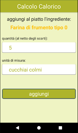 Calcolo Calorico Screen 3