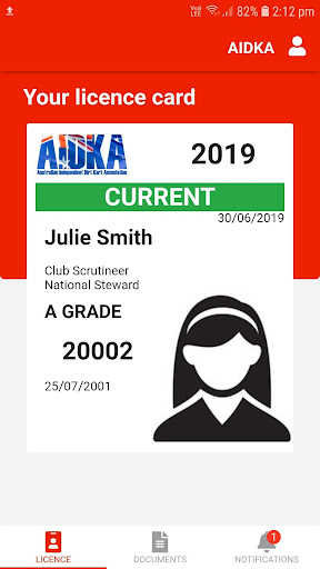 Android application AIDKA Digital Licence screenshort