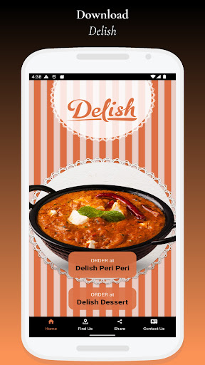 Android application Delish Restaurant screenshort