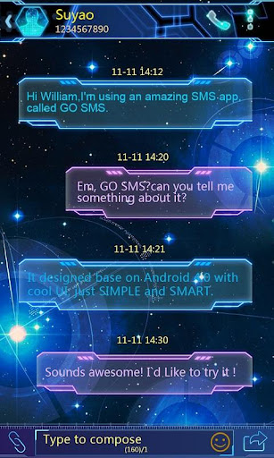 GO SMS PRO STARLIGHT THEME Screen 2