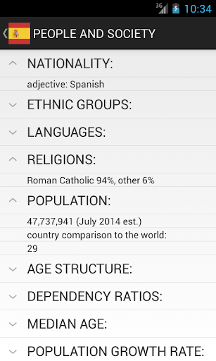 Android application Spain Facts screenshort