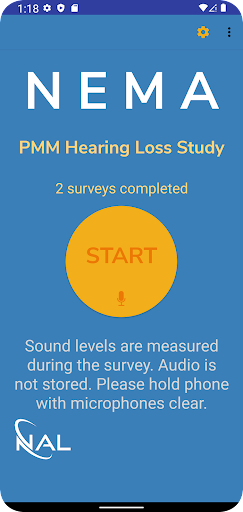 Android application NEMA Perceived HL Study screenshort