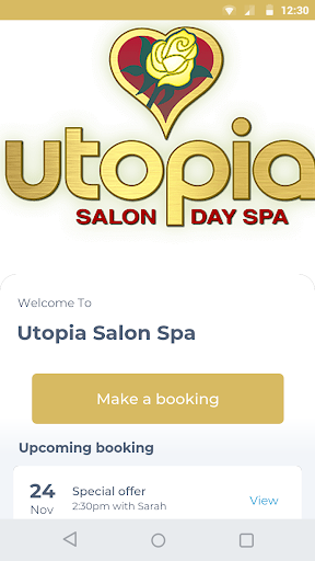 Android application Utopia Salon Spa screenshort