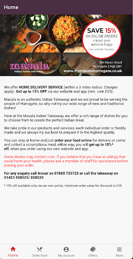 Android application Masala Harrogate screenshort