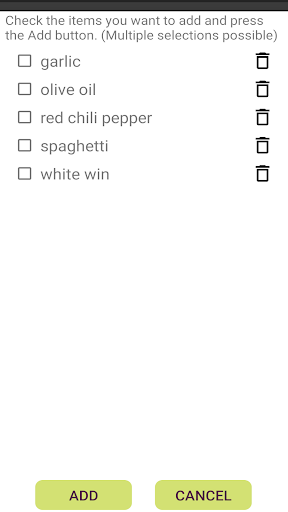 Shopping List Screen 3