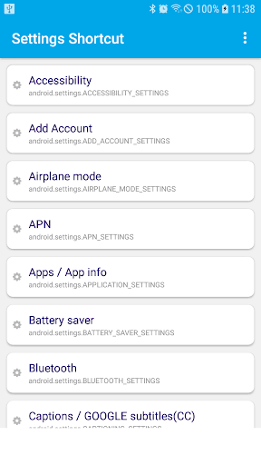 Android application Settings Shortcut screenshort