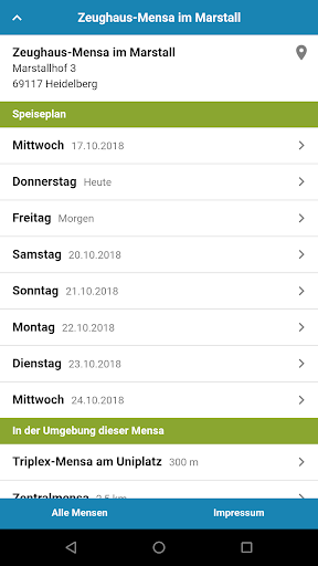 Android application Mensa Heidelberg screenshort