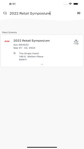 Aon Events App Screen 2