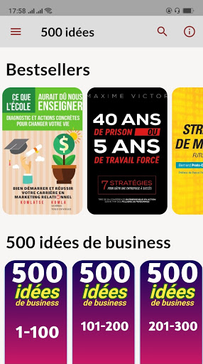 Android application 500 ideas and business model screenshort