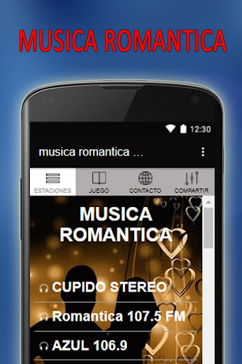 Android application Romantic music screenshort